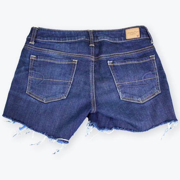 American Eagle Dark Wash Stretch Cut Off Shorts 6 - Picture 4 of 7